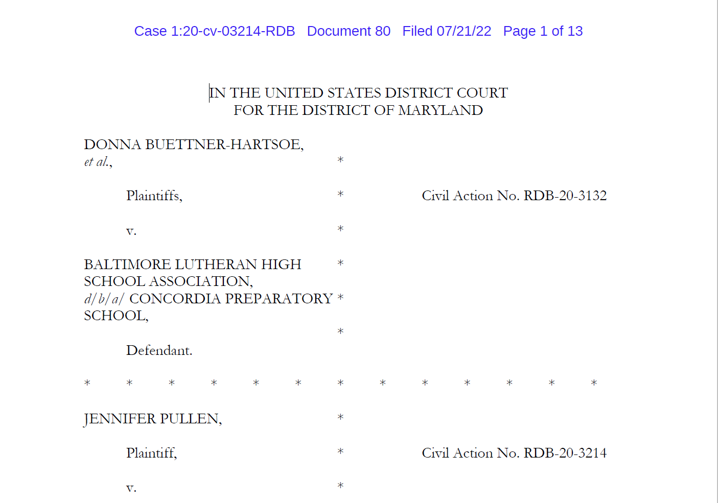 Maryland Federal District Court Case ATIXA